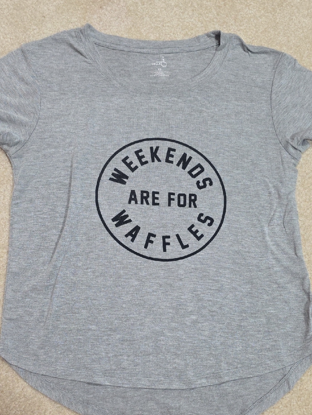 belle sky Gray 'Weekends Are For Waffles' Short Sleeve Tee